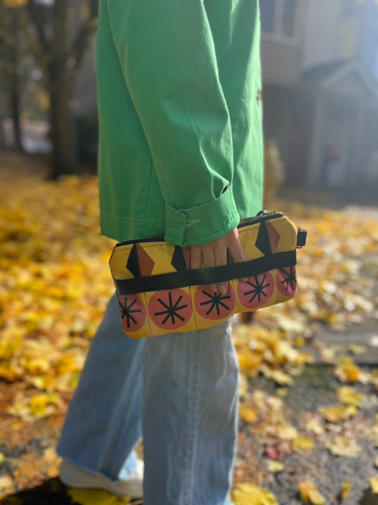 Black Rombo Clutch with Strap
